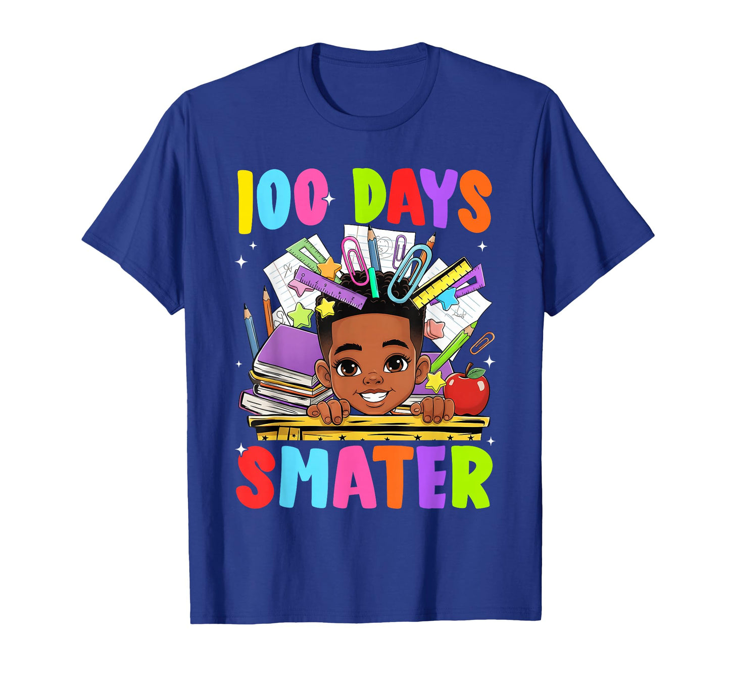 100th Day of School 100 Days Smarter Afro Boy Kids Teacher T-Shirt