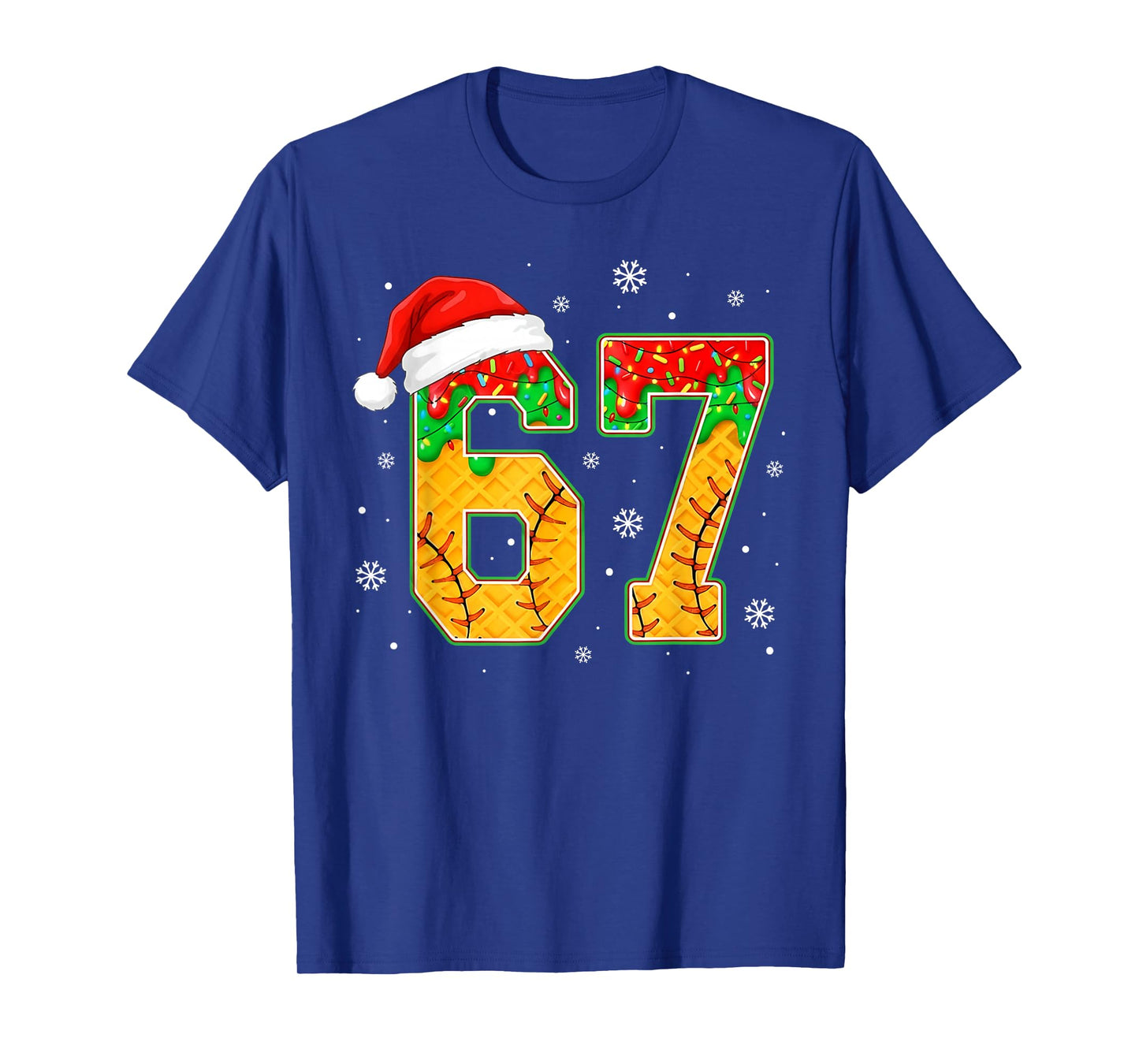 Funny Meme 67 Christmas Baseball Ice Cream Men Boy Xmas T-Shirt