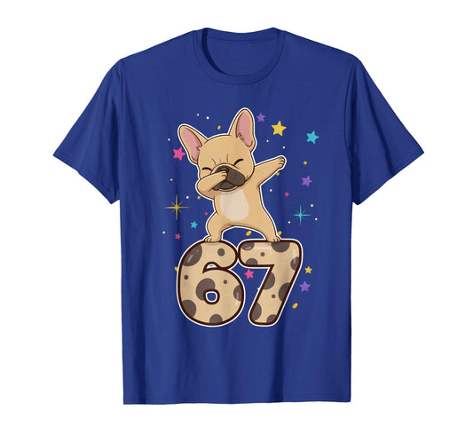 Dabbing 67 French Bulldog 67 Dog Funny Six Seven Meme Cute T-Shirt