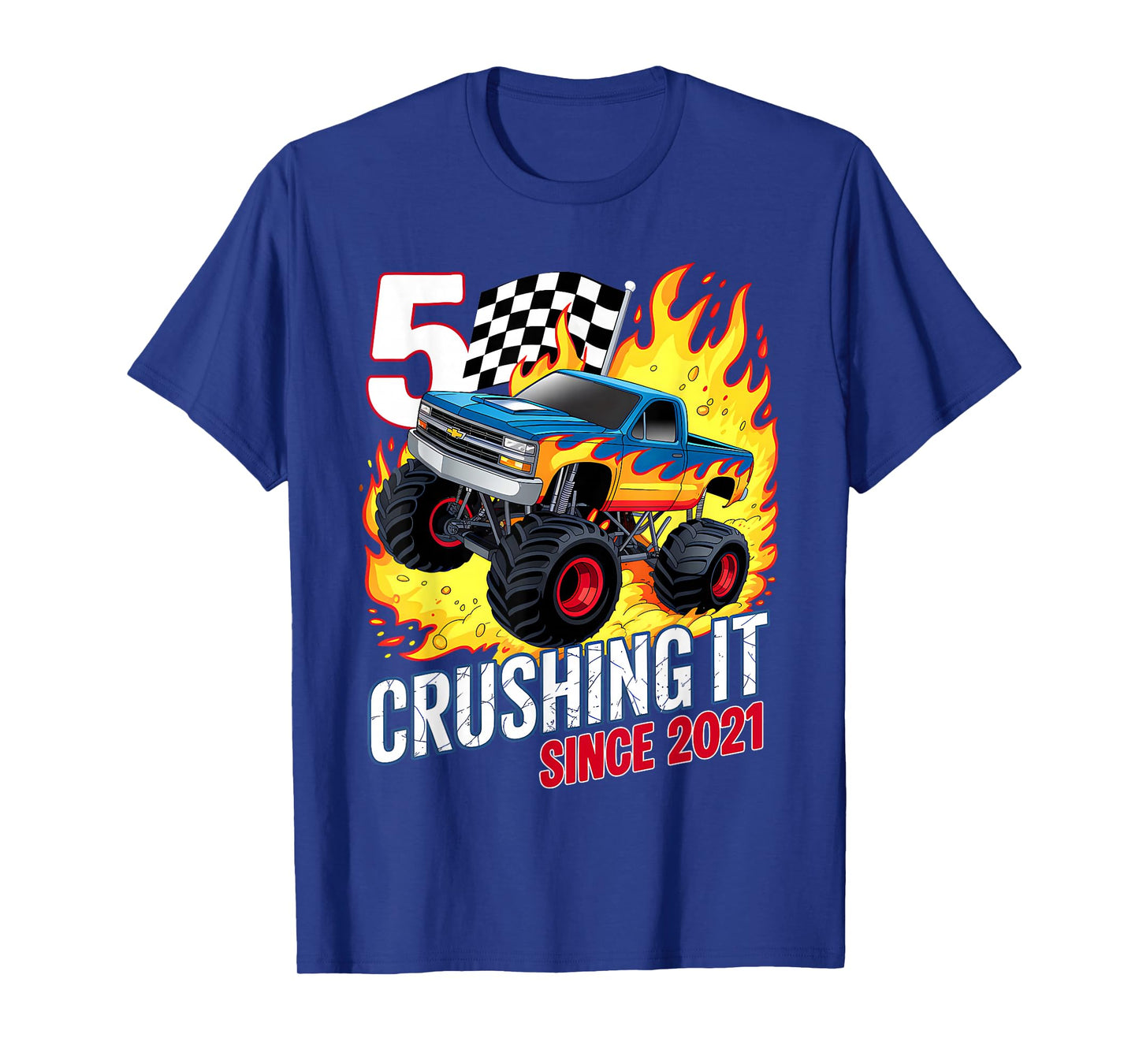Birthday Monster Truck 5 Year Old Boys 5th Party Born 2021 T-Shirt