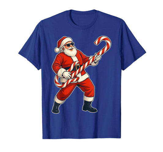 Santa Guitar Funny Santa Claus Playing Candy Cane Guitar T-Shirt