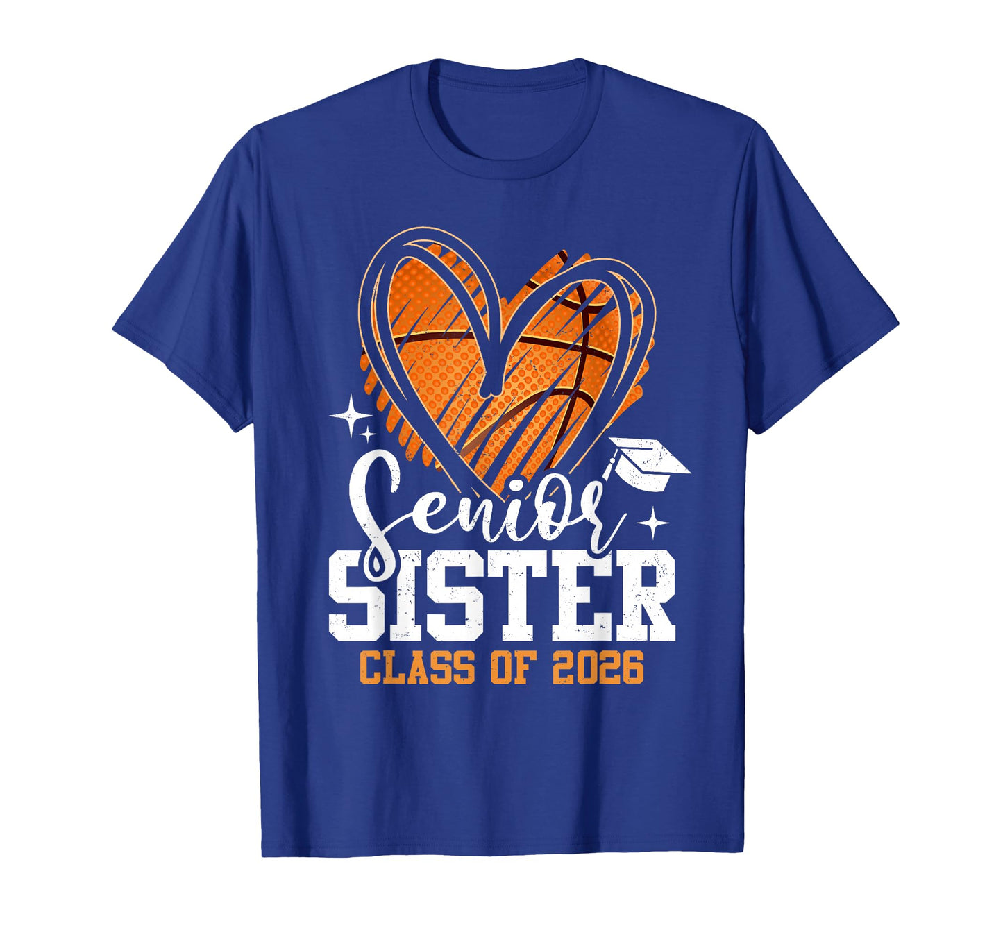 Senior Sister Class of 2026 Basketball Graduation Heart T-Shirt