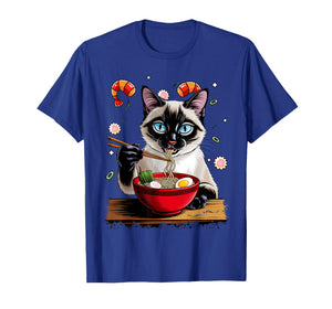 Funny Cat Eating Ramen Kawaii Siamese Anime Graphic T-Shirt