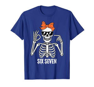 67 Skeleton Funny Six Seven Gen Z Halloween Meme Men Women T-Shirt