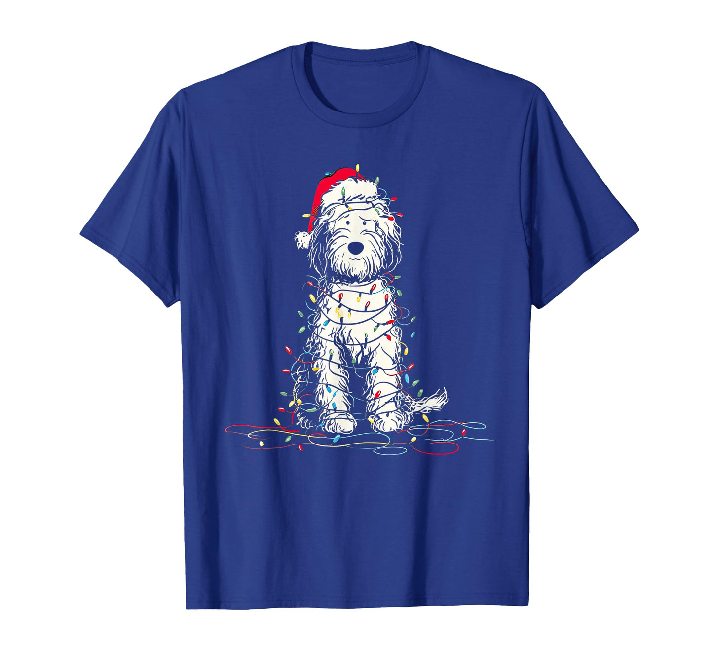 Funny Sheepadoodle Christmas Graphics Dog Lights Lover T-Shirt