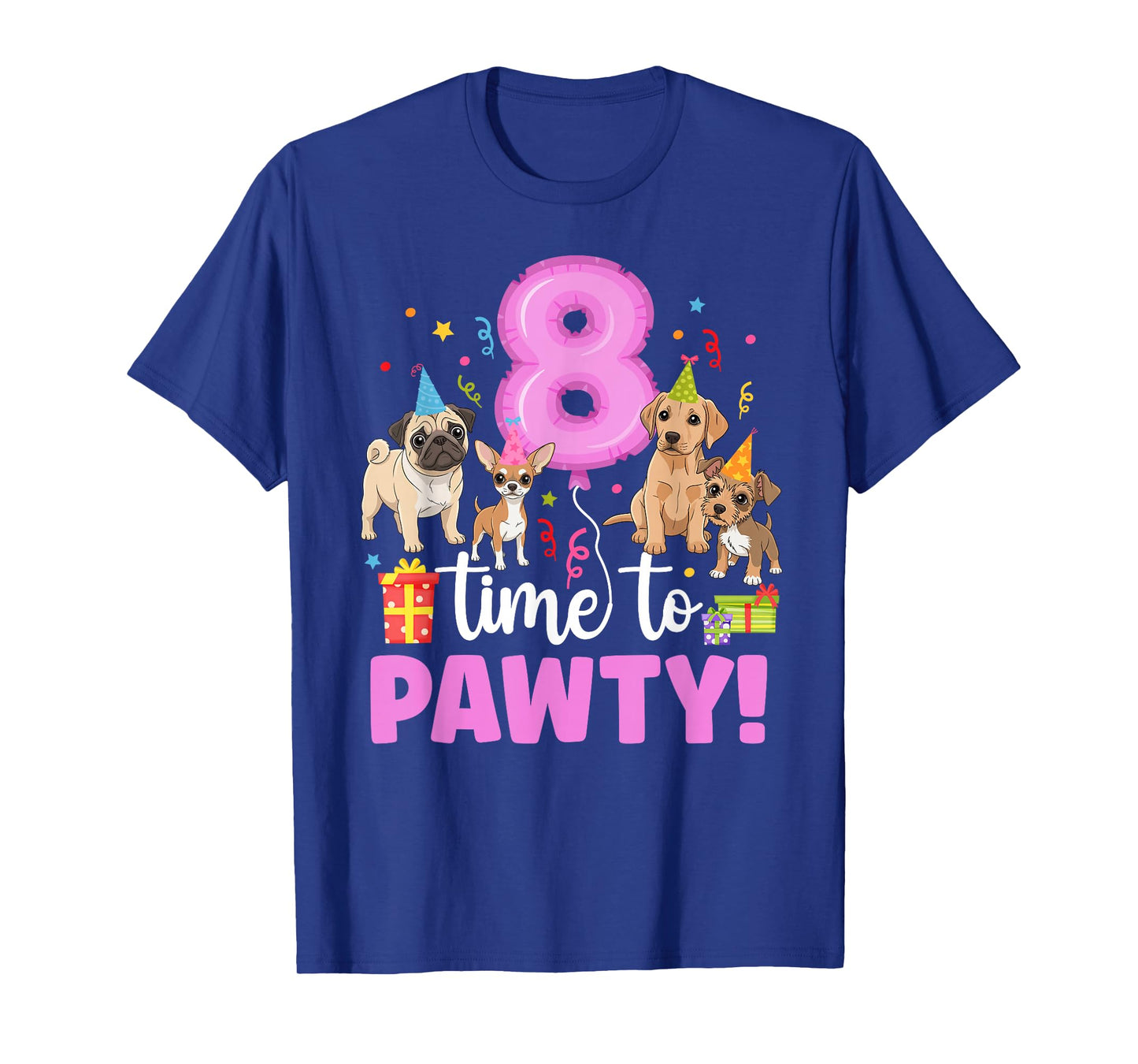 8th Dog Birthday Party Eight Year Old Puppy Birthday T-Shirt