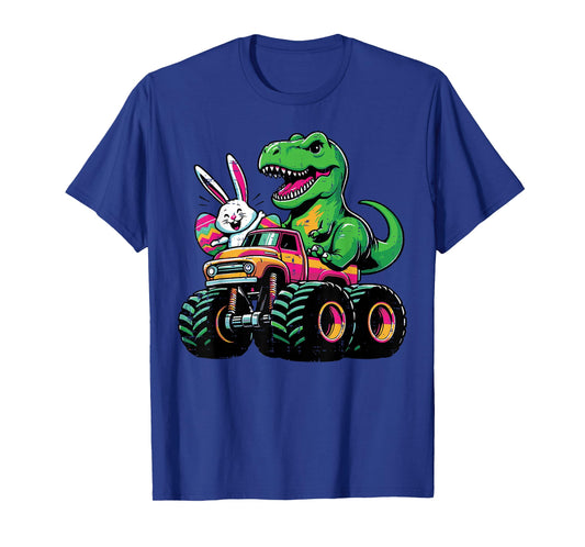 Easter Bunny Dino On Monster Truck Trex Boys Kids Toddler T-Shirt