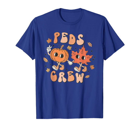 PEDS Crew Pumpkin Thanksgiving Fall Pediatric Nurse Retro T-Shirt