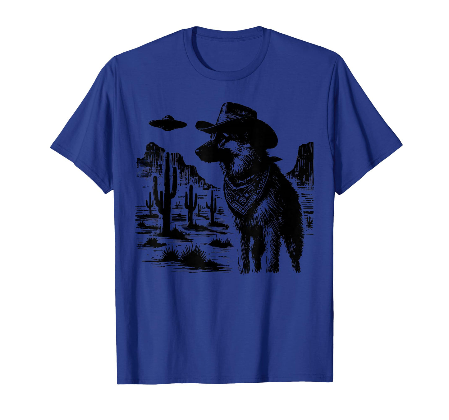 Western German Shepherd UFO Dog Alien Cowboy GSD Ranch T-Shirt