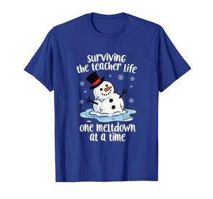 Surviving The Teacher Life Meltdown Snowman Christmas Humor T-Shirt