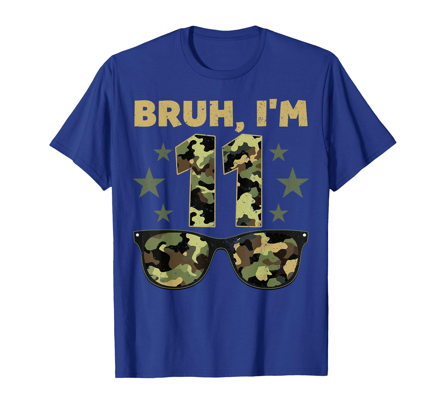 Bruh I'm 11 Years Old 11th Birthday Retro Camo Sunglasses T-Shirt