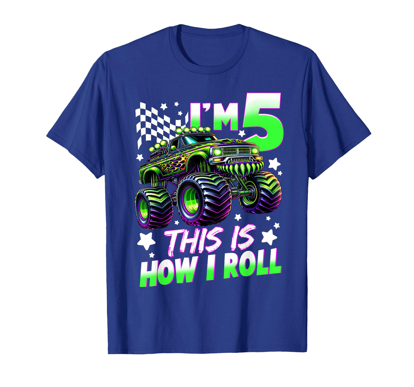 Kids 5 Year Old Monster Truck 5th Birthday Party Boy Bday T-Shirt