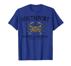 Southport North Carolina Blue Crab Since 1792 Black Letters T-Shirt