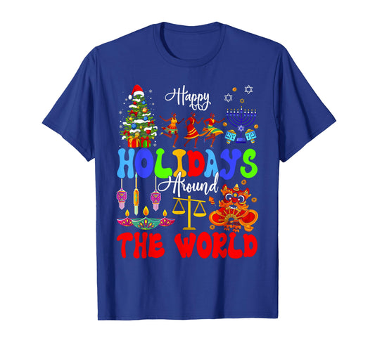 Happy Holidays Around World Matching Family Vacation Trip T-Shirt