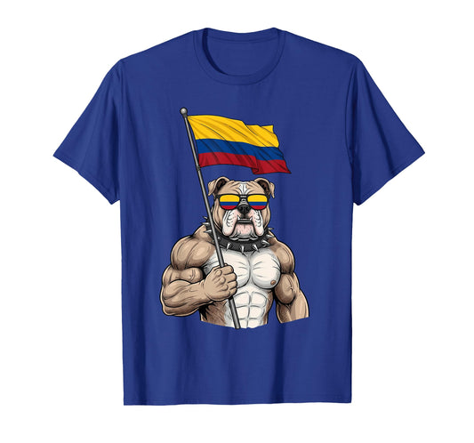 Colombia Flag Bulldog Colombian Roots Colombian Pride T-Shirt