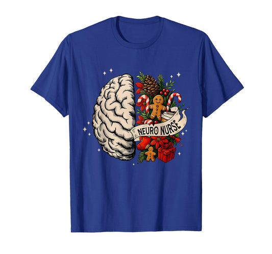 Floral Brain Anatomy Neuro Nurse Christmas Neuroscience Xmas T-Shirt