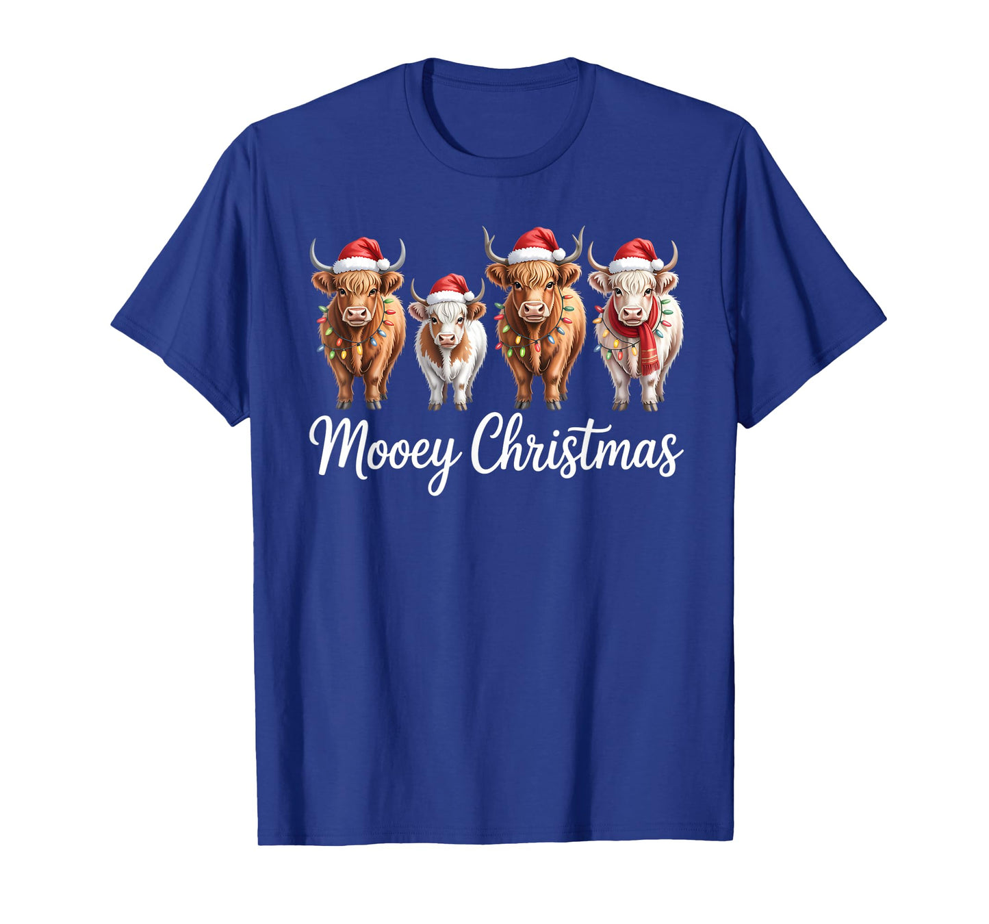 Mooey Christmas Santa Highland Cow Santa Xmas Tree Pajamas T-Shirt