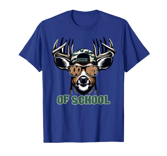 Deer 100 Days of School Teacher Student Kids Groovy Retro T-Shirt