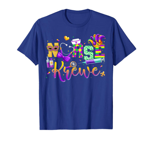 Mardi Gras Nurse Krewe Stethoscope New Orleans Men Women T-Shirt