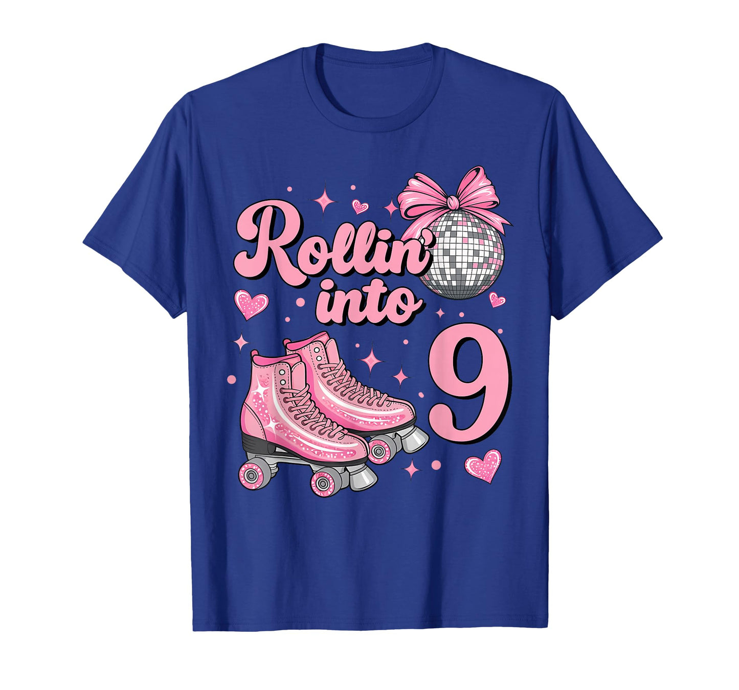 Rolling Into 9 Years Old Roller Skating Girl 9th Birthday T-Shirt