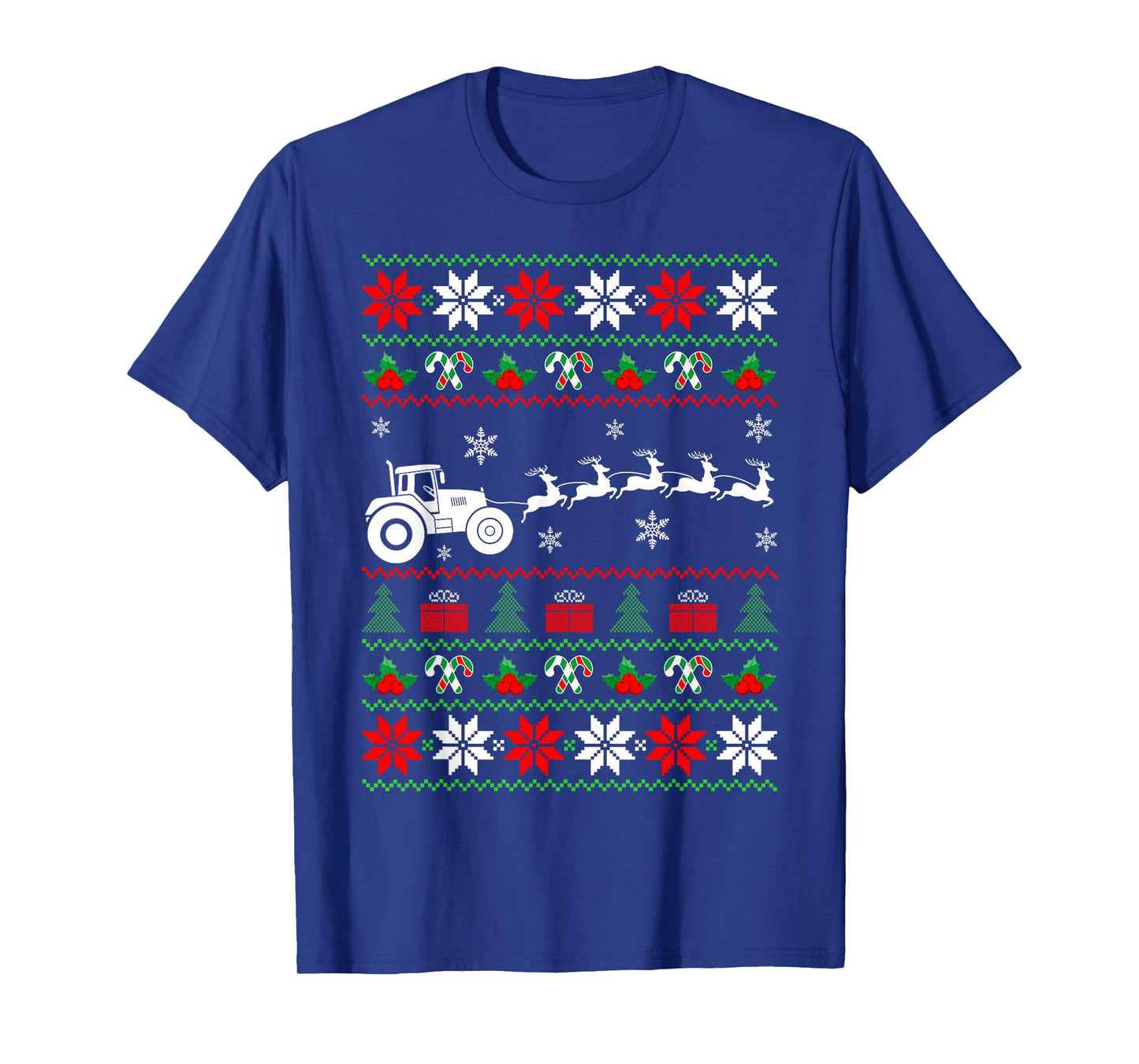 Farm Tractor Reindeer Ugly Christmas Sweater Xmas Farmer T-Shirt