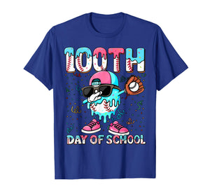 Dabbing Drippy 100th Days of School Baseball Ice Cream Drip T-Shirt