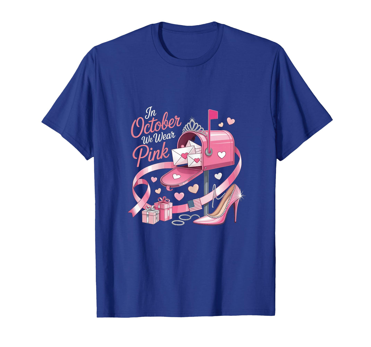 Postal Worker Clerk Breast Cancer Awareness Pink Ribbon T-Shirt
