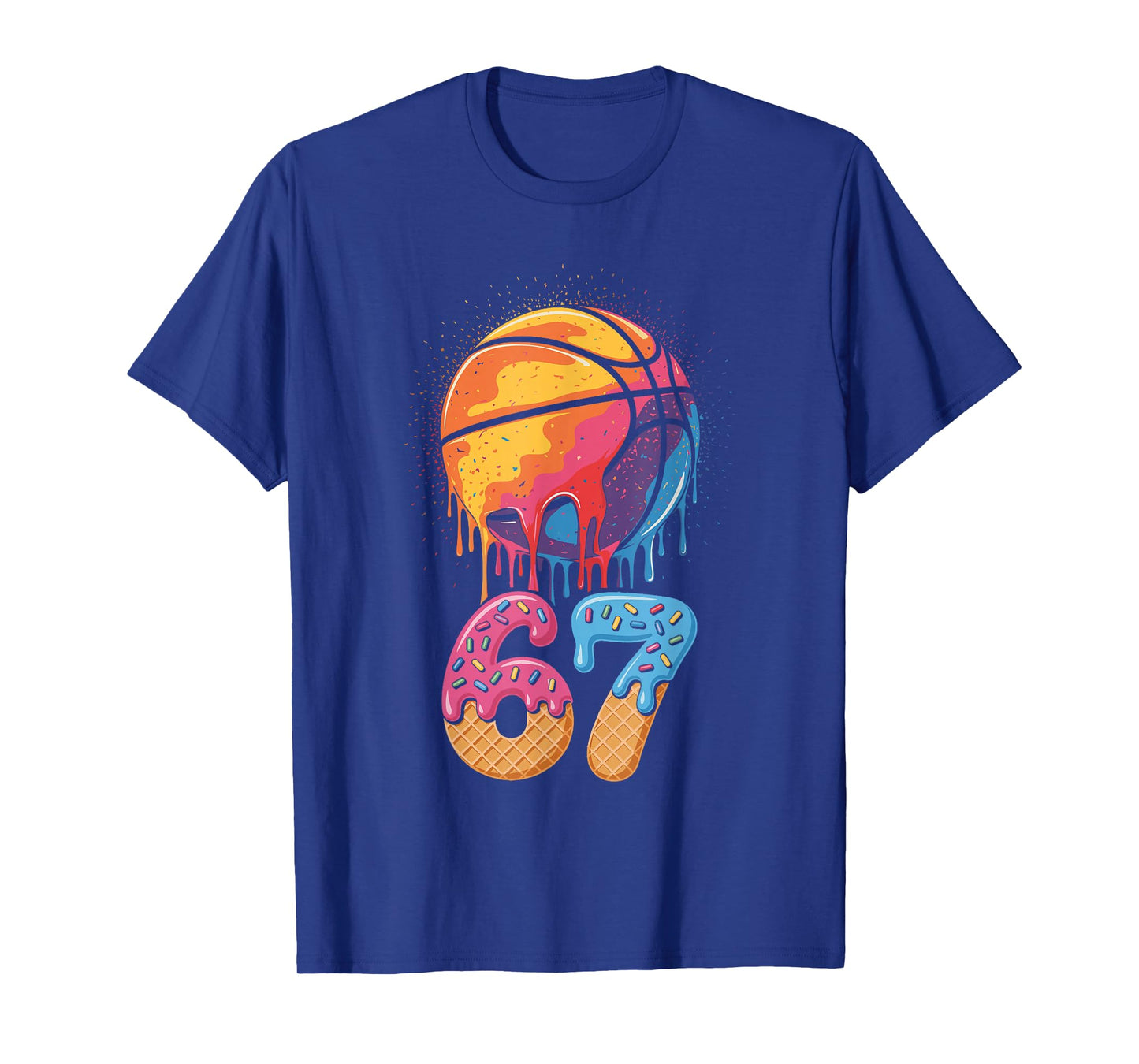 67 Player 67th Birthday Basketball Drip Number Ice Cream 67 T-Shirt