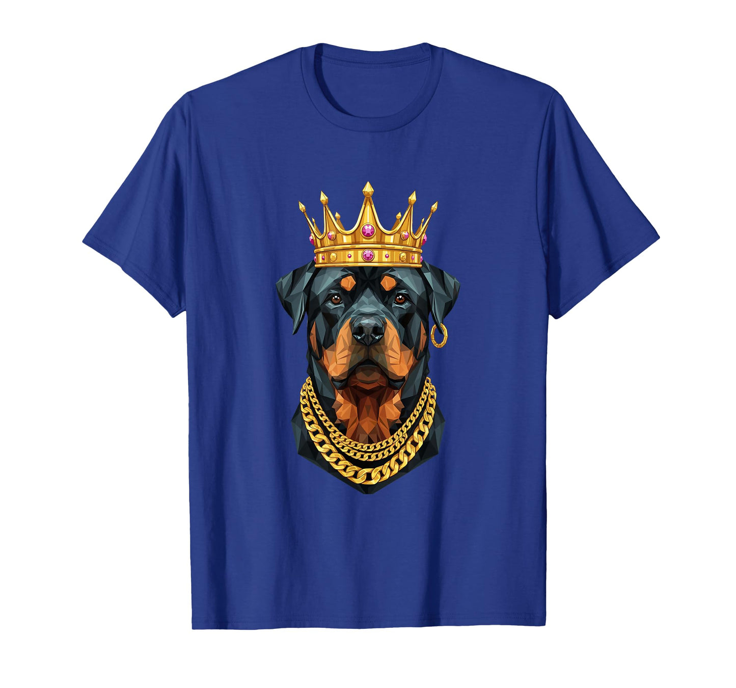 Rottweiler Dog Gangster Golden Crown King Regal Art T-Shirt