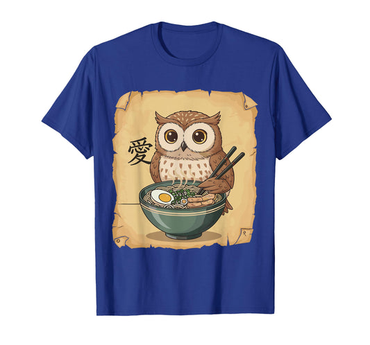 Ramen Owl Noodle Kawaii Lover Japanese Funny Graphic T-Shirt