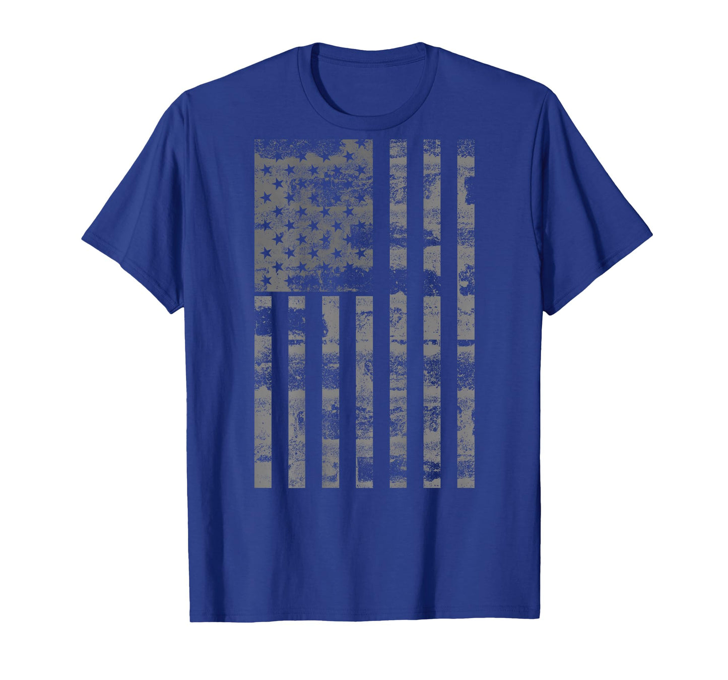 (Art on Back) American USA Flag Patriotic Distressed Graphic T-Shirt
