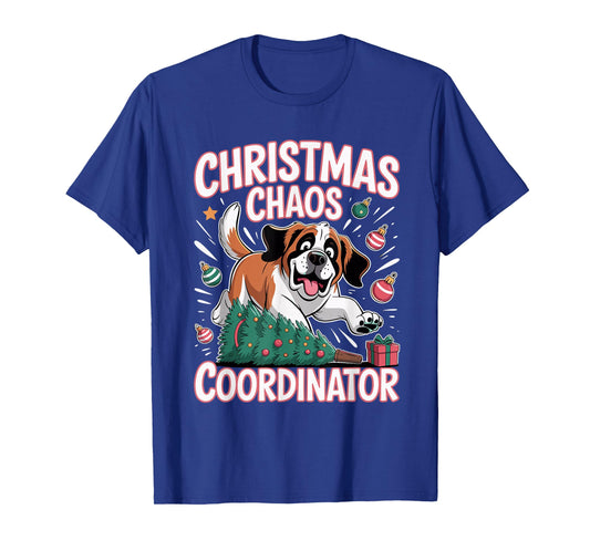 Christmas Chaos Coordinator Xmas Puppy Funny Saint Bernard T-Shirt
