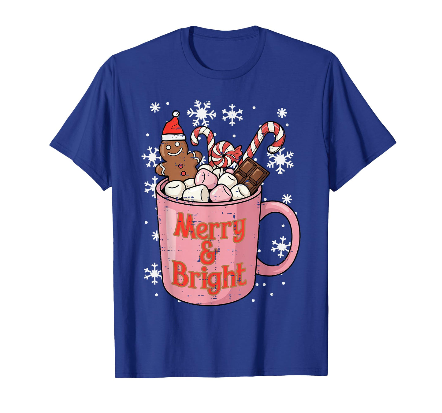 Christmas Gingerbread Cocoa Merry Bright Xmas Women Girls T-Shirt