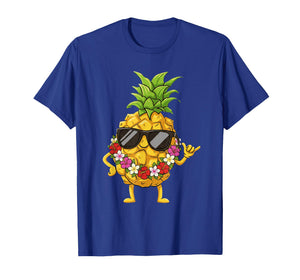 Aloha Hawaiian Cute Pineapple Shaka Hibiscus Kids Girls T-Shirt