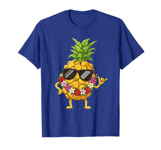 Aloha Hawaiian Cute Pineapple Shaka Hibiscus Kids Girls T-Shirt