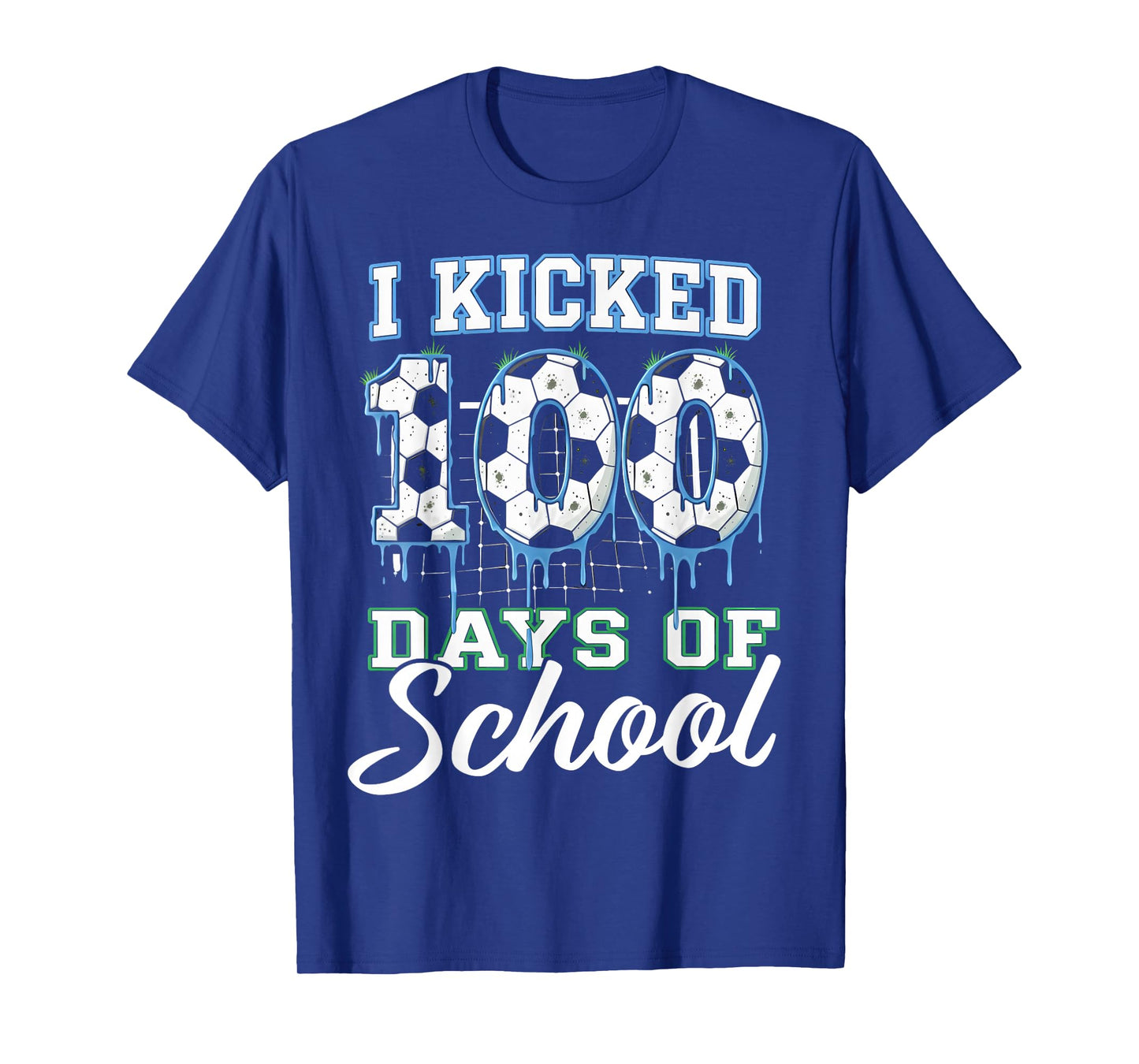 I Kicked 100 Days of School Soccer Ice Cream Drip 100th Day T-Shirt