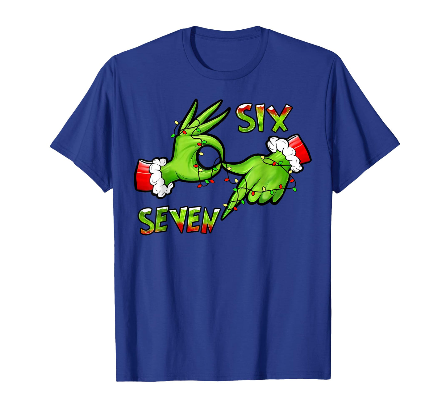 6 7 Six Seven Hand Gen Z Alpha Meme Slang Xmas Christmas T-Shirt