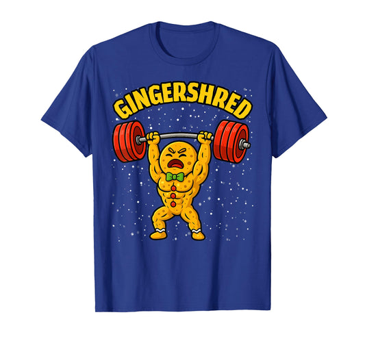 Funny Gingerbread Man Gym Bodybuilding Christmas Gingershred T-Shirt