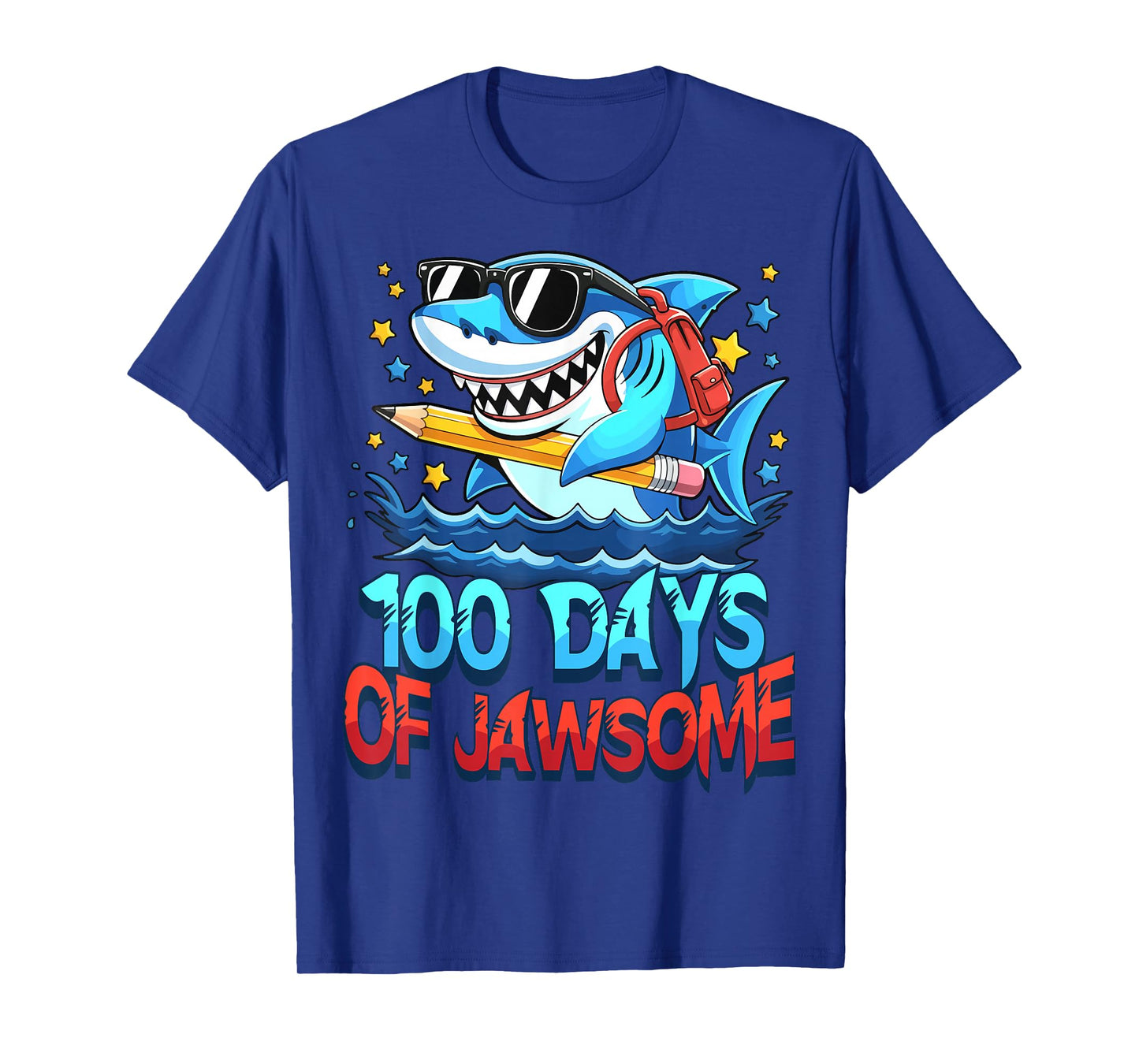Funny 100 Days of Jawsome Shark Kids Boy 100th Day of School T-Shirt