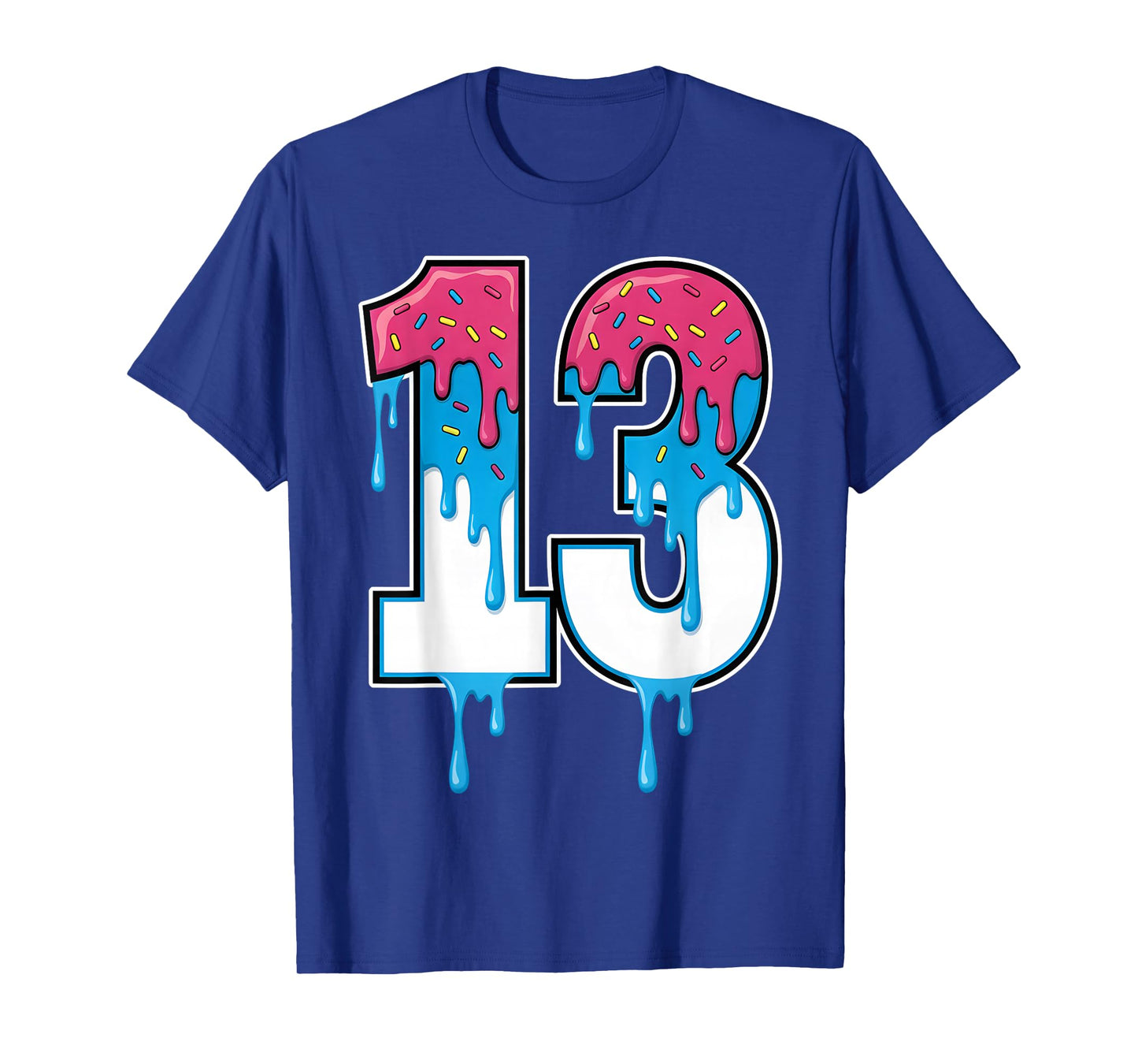 Number 13 Team Sports Ice Cream Drip Matching Varsity 13 T-Shirt
