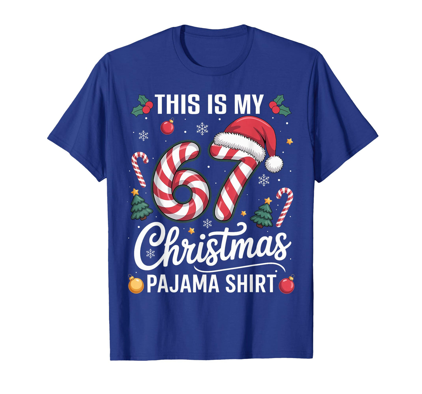Funny 67 Christmas Pajamas Boy Teen Kids Six Seven Meme Xmas T-Shirt