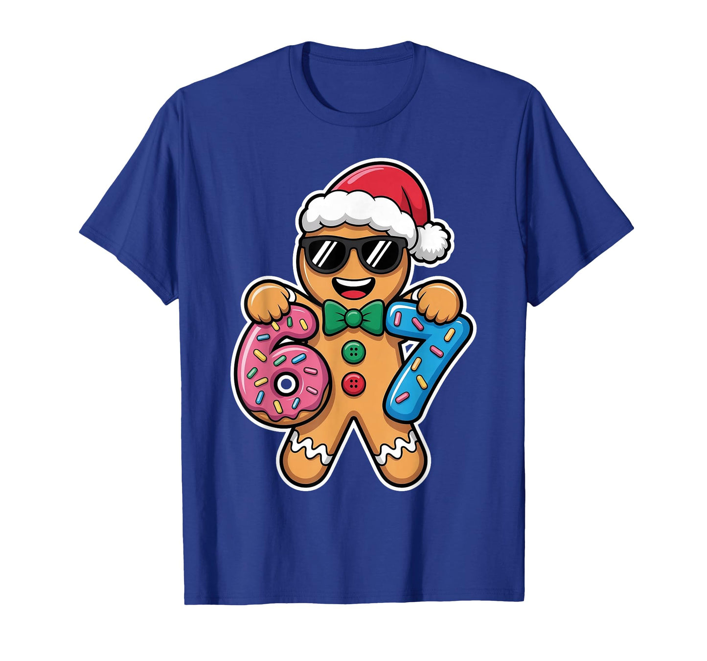 67 Funny Christmas Boys Kids Xmas Six Seven Gingerbread 6 7 T-Shirt