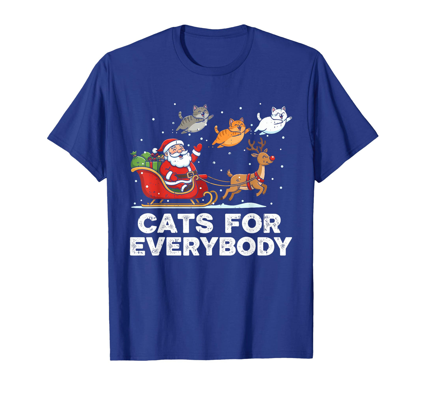 Cats for Everybody Christmas Cats Funny Santa Sleigh Xmas T-Shirt