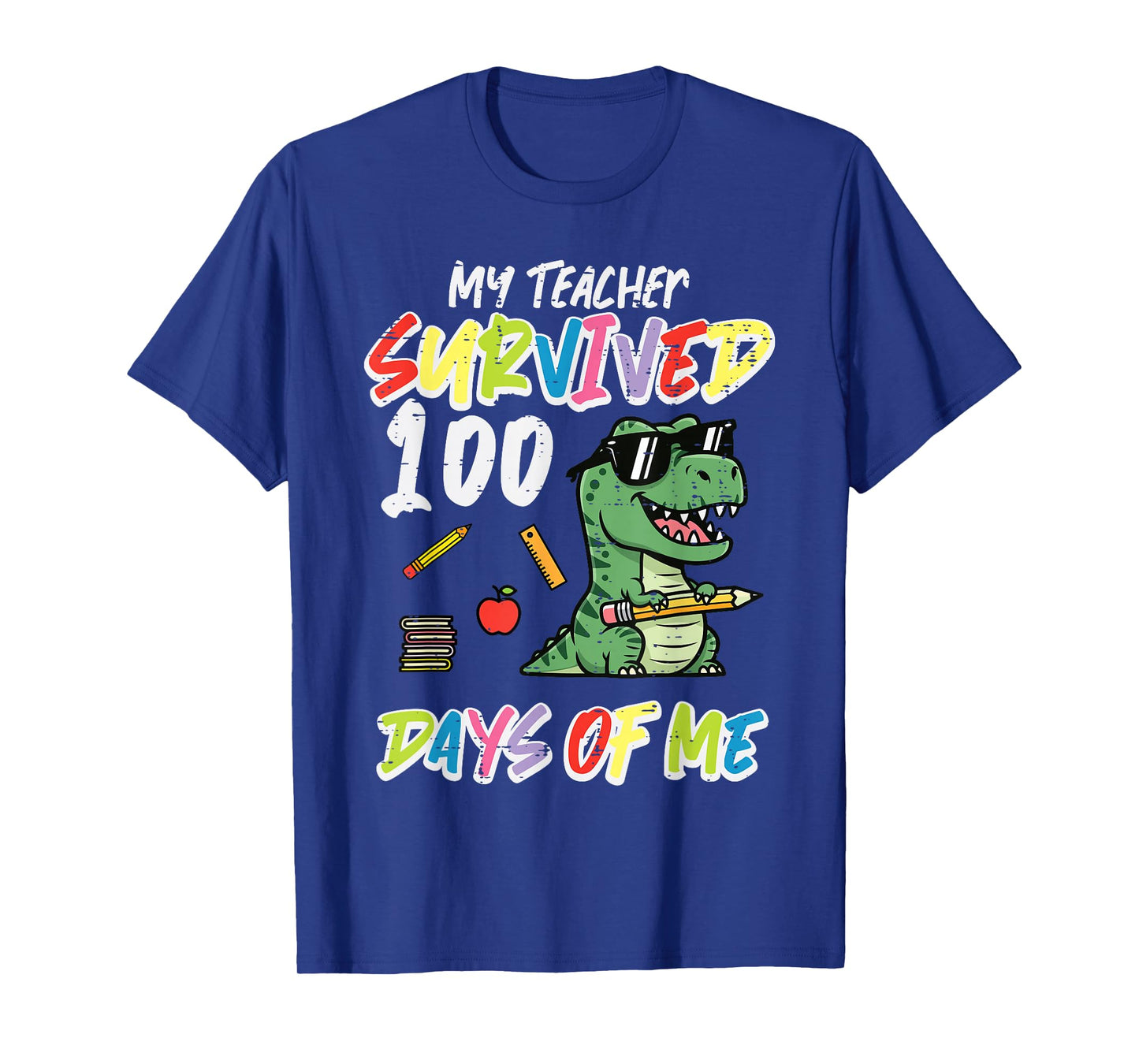 Teacher Survived 100 Days Me Dino 100th Day School Boys Kids T-Shirt
