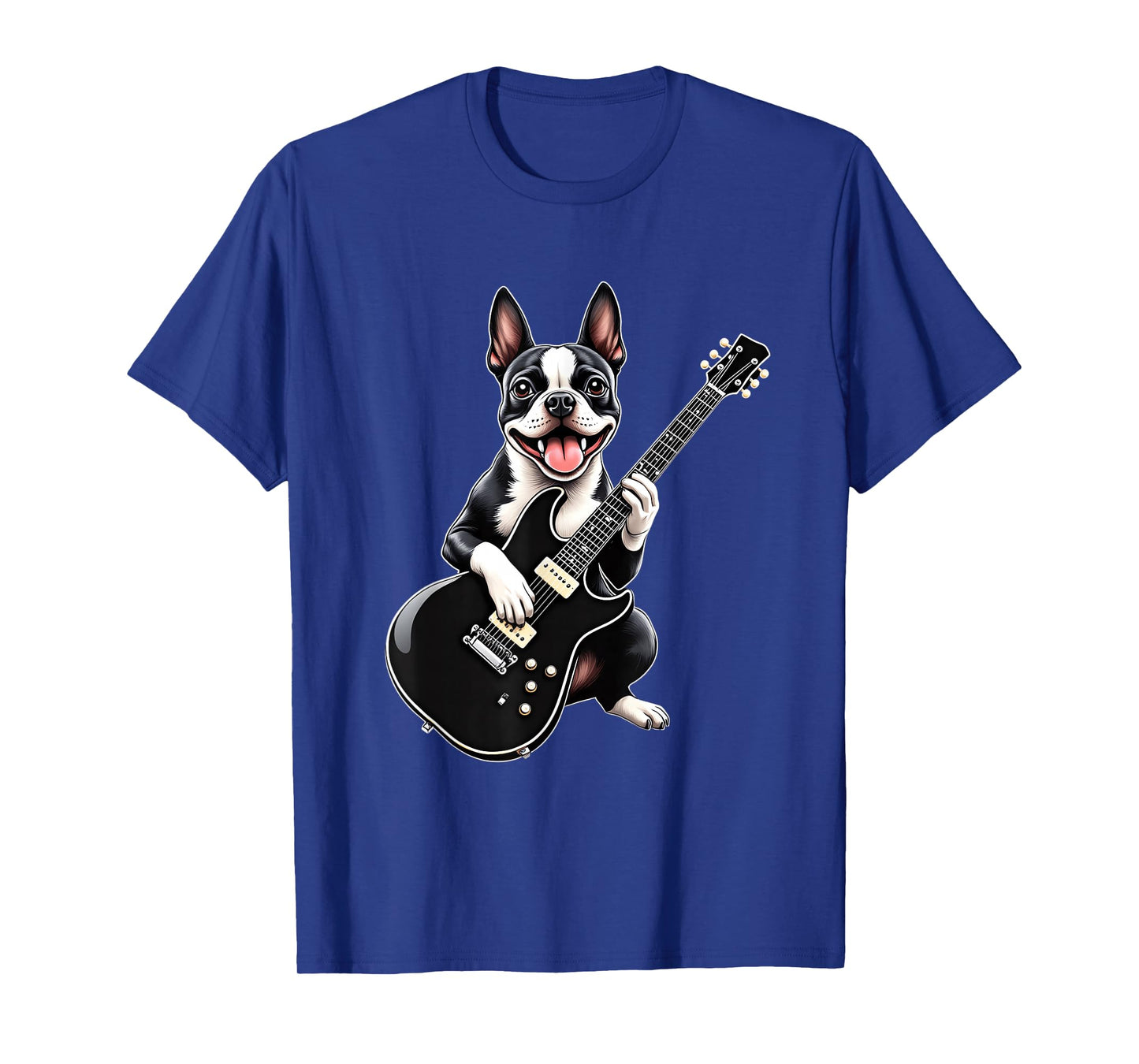 Funny Boston Terrier Dog Playing Guitar Music Lovers T-Shirt