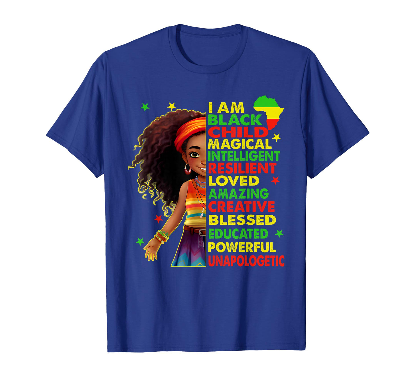 I Am Black Child Juneteenth African American Girls Kids T-Shirt