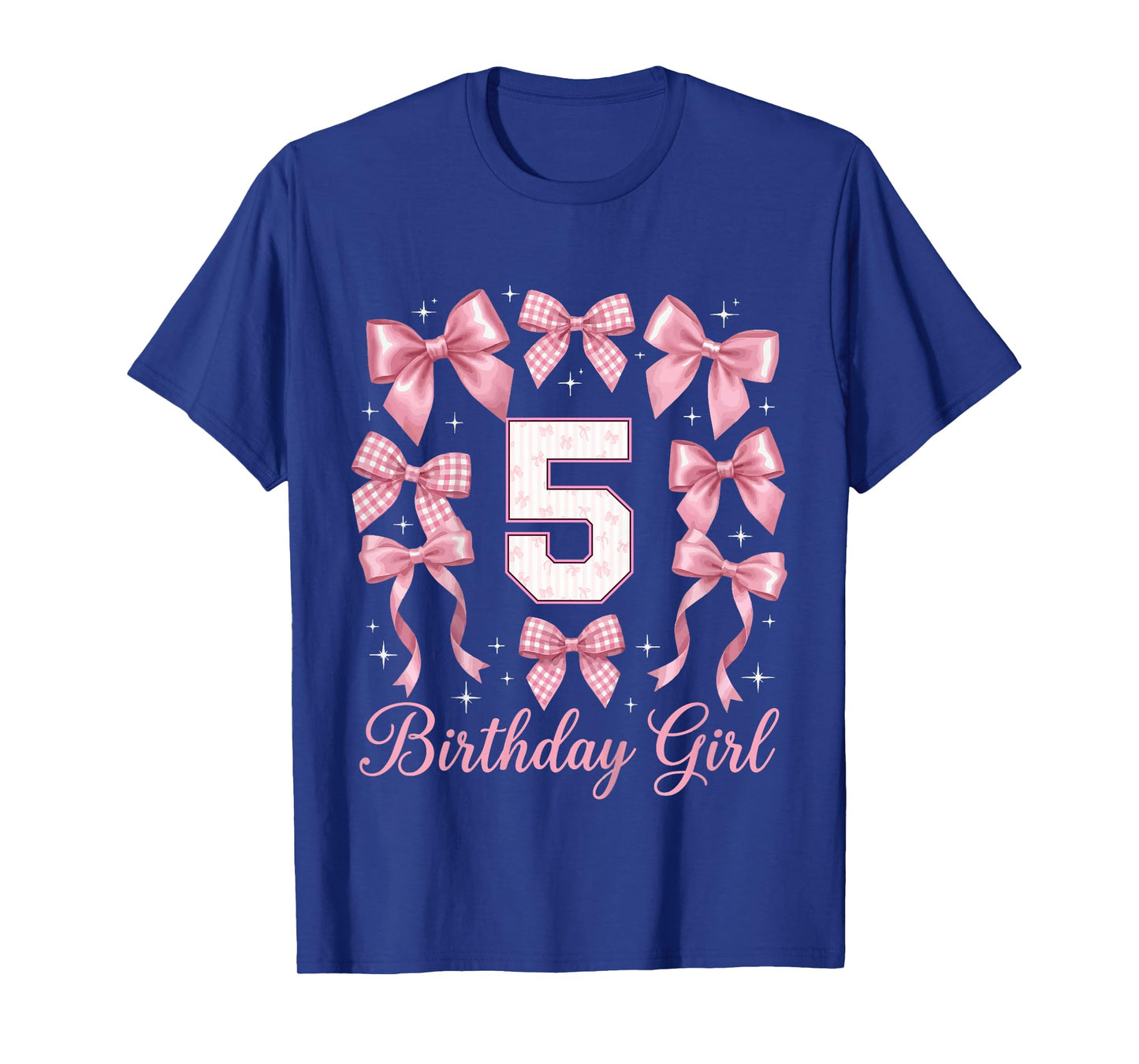 Kids 5th Birthday Shirt Girl Coquette Bow Kids Five 5 Year Old T-Shirt