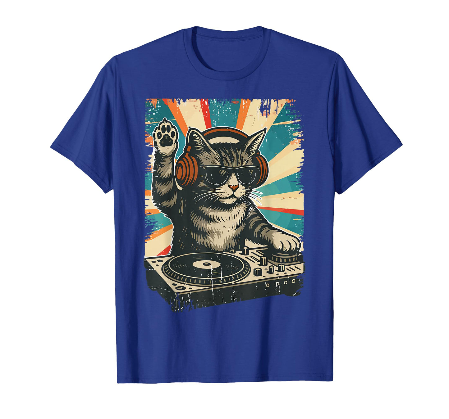 Funny DJ Cat Retro Cat Meme for Men Women T-Shirt
