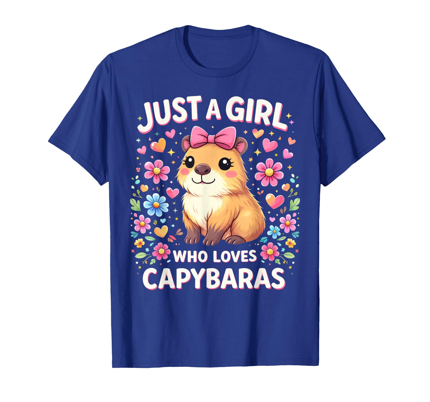 Just a Girl who Loves Capybaras Cute Pink Bow Capybara Lover T-Shirt