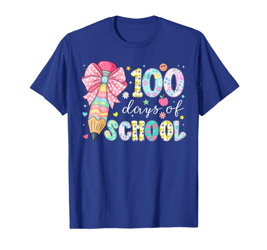 100 Days of School Coquette Bow Pencil 100th Day Girl Women T-Shirt